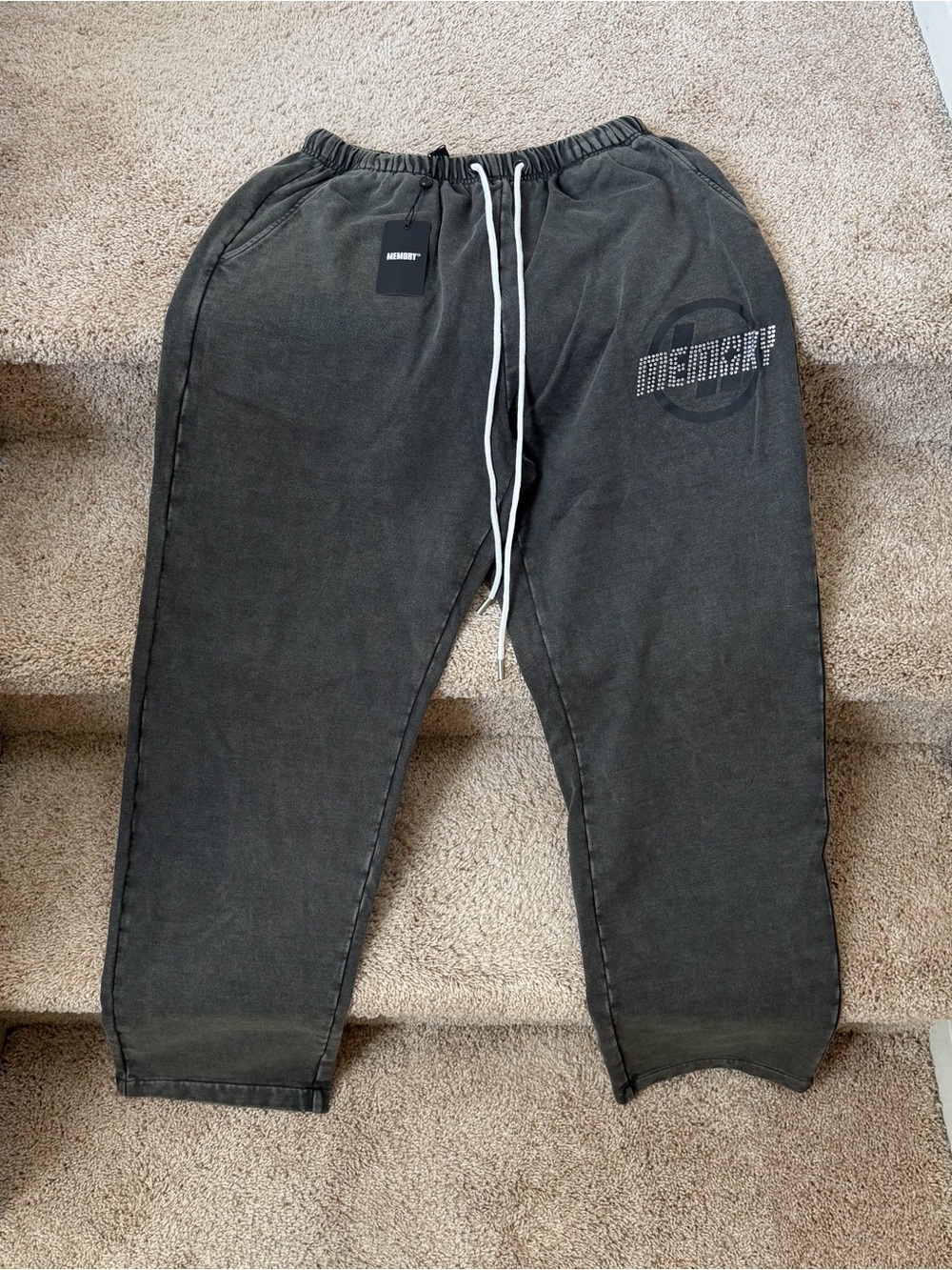 Men's Washed Charcoal Drawstring Joggers